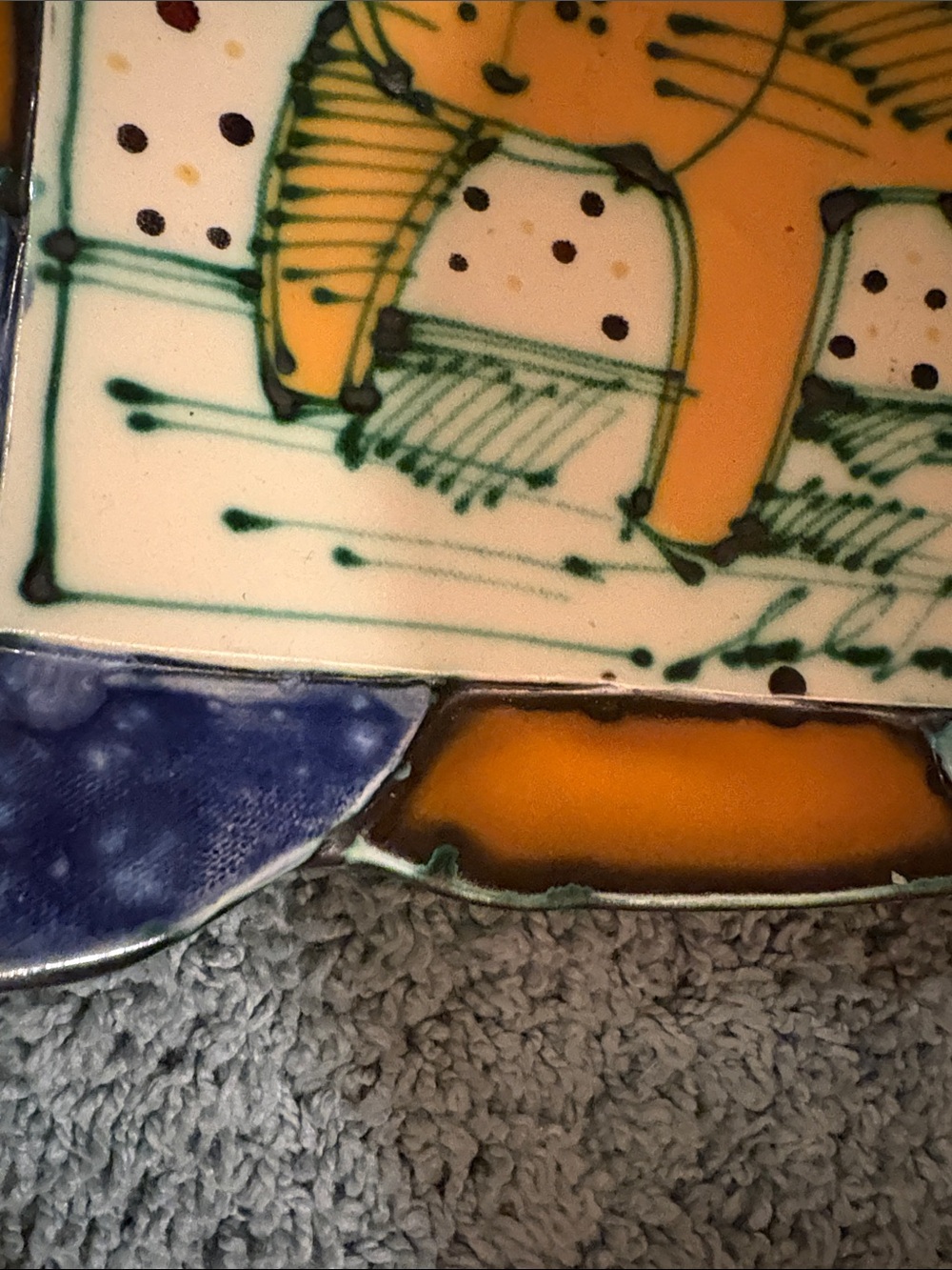 RARE Juozas & Rasa Saldaitis CAT wall /art platter with double handles ;signed - Picture 7 of 9